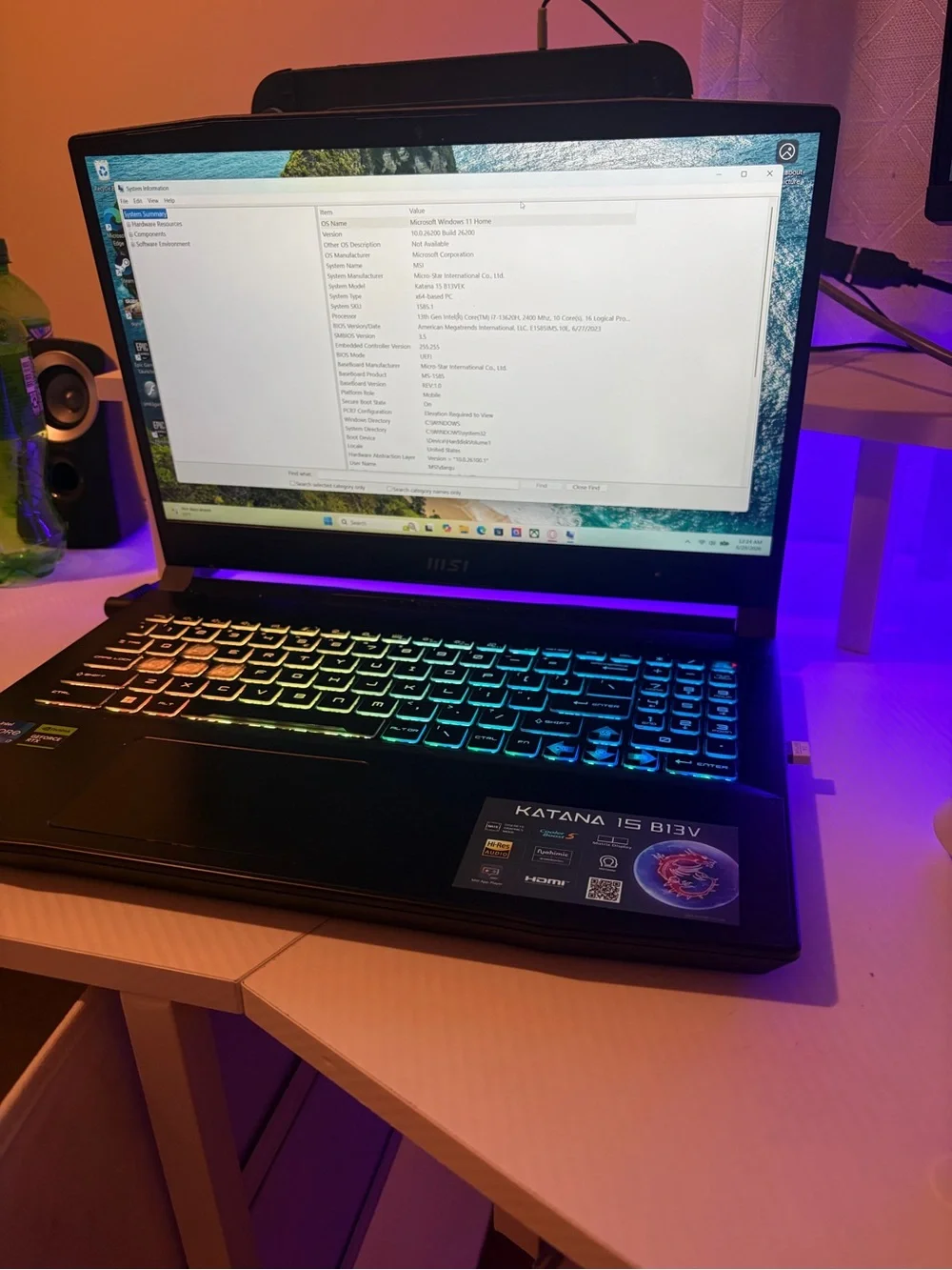 MSI Black Gaming Laptop with RGB Gradient Backlit Keyboard